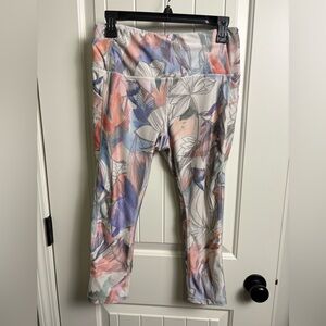 RBX Pastel Floral Capri Leggings - White, Pink, Blue, Purple